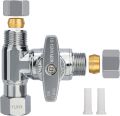 Brass Angle Stop Add-A-Tee Valve for TOTO Washlet Bidet and Handheld Sprayer, 3/8 Inch Compression Shut Off 3 Way Diverter Connector, 3/8"x3/8"x3/8" or 1/2" Toilet T Adapter. 