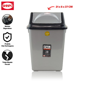 SHINPO Tempat Sampah Plastik Dengan Tutup Classy Trash Bin Kotak Sampah SPO-SIP-820M Abu - Abu