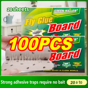 【100PCS】Fly Catcher Glue Board Fly Trap Board Traps Fruit Flies Kitchen Flies Pest Control Strong Flies Traps Bugs Sticky Board Double-Sided Sticky Insect Board Aphid Inse Fly Trap For Instant Pest Control COD