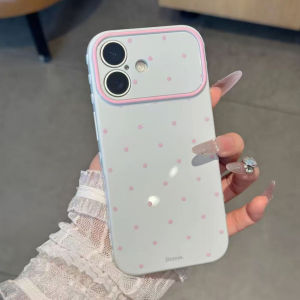 Cute Pastel Polka Dot Soft TPU Phone Case for iPhone 17 16 15 14 13 12 11 Pro Max Plus Air Contrast Camera Frame Anti-Drop Girl Casing