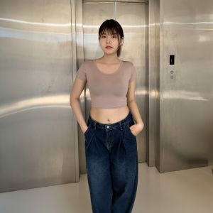 🌈SpinnyHouse🌈เสื้อครอปแขนสั้้น สาวอวบใส่ได้ค่า 🍫เรย่อนยืดเยอะมาก รุ่น ครอปเรียบ B-045-2-A