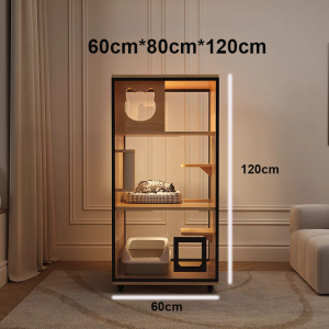 Cat Condo Cat Cage Home Cat Villa Solid Wood Cat Cabinet Spacious Litter Area Large Free Space Sturdy Safe Pet Furniture