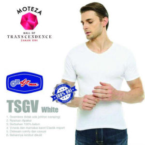 GT Man TSGV - Kaos Dalam Oblong Singlet Pria V-Neck T-Shirt - Putih