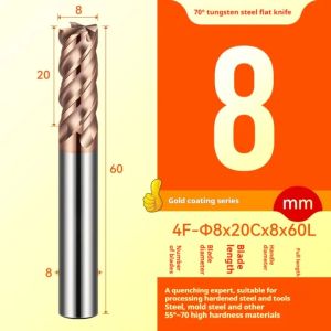 70° Carbide Milling Cutter Flat End Mill Tungsten Steel EndMills With Coated CNC Cutting Tools For Metal