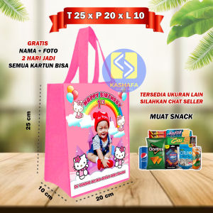 (35 PCS) Tas Ultah Pake foto Anak / tas Ulang Tahun Pake Foto Anak /  Tas souvenir ultah goodie bag ulang tahun murah tas muat snack ultah gratis nama dan foto tas ulang tahun anak termurah dan terlaris / Goodie Bag ulang tahun muat snack ultah murah