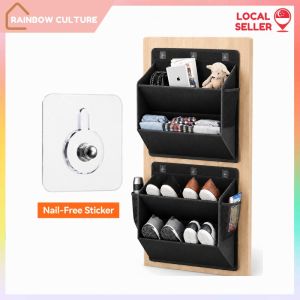 【Rainbow Culture】 Wall-Mounted Shoe Organizer / Adhesive Fabric Storage Bag for Shoes RV and Home Accessories