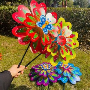 NALANILI Bướm 3D Cối xay gió bướm nhảy múa bằng nhựa Đa phong cách Đầy màu sắc Cối xay gió cầm tay hoạt hình Chất lượng cao PVC Cánh quạt gió xoay Trang trí tiệc ngoài trời