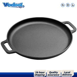 【Fast delivery】 30cm Iron BBQ Camping Fry Pan with Dual Handles Steak Pork Chicken Cooking Pot Kitchen Outdoor BBQ Grill Kitchen Cooking Pot