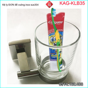Kệ ly KAG-KLB35 bao gồm 1 ly thủy tinh để bàn chải kem đánh răng giá ly đế đúc vuông cao cấp inox 304 Nhật Bản sang trọng thiết kế tuyệt đẹp