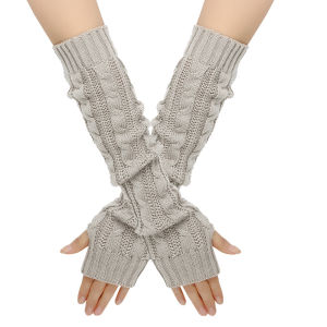 Long Knitted Half-Finger Touchscreen Arm Warmers for Men and Women Autumn Winter High-Strength Commercial Grade Composite Portable Practical Design Barangan Serbaguna