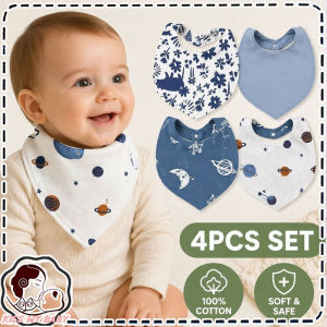 4Pcs/Set Cotton Baby Bibs Triangle Bandana Style for Newborns Infant Feeding Saliva Towel
