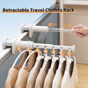 Retractable Travel Clothes Rack with 5 Holes for Bathrooms and Bedrooms