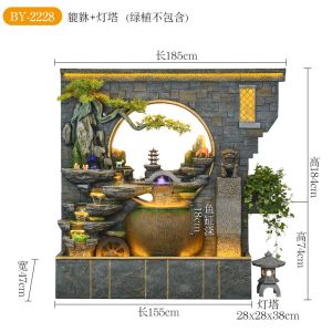 Water Curtain Wall Artificial Mountain and Fountain Hallway Office Indoor and Outdoor Screen Courtyard Fish Pond Fortune Decoration Landscape Furnishing Articles