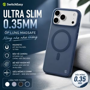 Ốp lưng lụa Magnetic N52 siêu mỏng nhẹ UltraFit 0.35mm cho iPhone 18 Pro Max 17 Air 16 Pro Max Plus SwitchEasy Ultra Slim Mag nhám - Nhám mờ chống vân tay ôm sát thân máy Magnetic N52