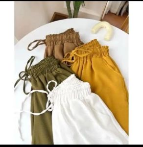 celana wanita kulot bahan100%Crinkle Airflow Premium kekininian viral terbaru 2024 lengkap saku kiri/kanan tali pinggang
