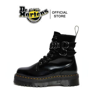 【Offlcial Store】Dr. Martens JADON style British style retro soft leather black mens and womens Metal ring buckle Martin boots-26666001
