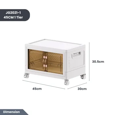 Easyhome.sg [EASY INSTALL] JG Foldable Storage Cabinet with Wheels | Stackable Plastic Organizer Box | 45-65CM