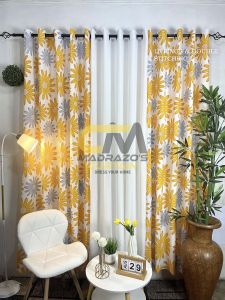 NEW!! Sunflower Yellow Curtain Combination - 10RINGS 3IN1 or 5IN1 SET - 5FT to 8FT LONG!!