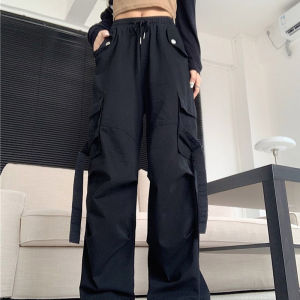 Orfilas🌈🌈 กางเกงขายาวลําลอง ขากว้าง ทรงตรง ขนาดใหญ่ เหมาะกับการเต้นรํา สําหรับสตรี S-2XL!!กางเกงคาร์โก้ลำลองผู้หญิง เอวยางยืด ขาตรง