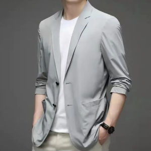 Mens anti-wrinkle ultra-thin sun protection clothing ice silk casual wear blazer
