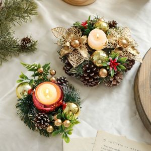 YERZ Wood Art Simulation Garland Lamp Stand Durable Beautiful Christmas Candle Holder European Style Stable Flower Aromatherapy Candlestick Valentines