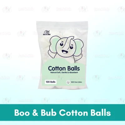 Boo&Bub 100pcs Cotton Ball High Quality 100% Pure | Kapas Bulat | Cleaning Cotton Balls | Disposable Cotton Balls