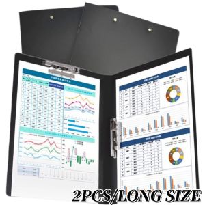 2Pcs Long Clipboard with Cover File Paper Folder Writing Pad Clip File Folder Double Clip Morandi Office School Supplies 24x35.5cm