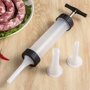 เครื่องอัดใส้กรอก เครื่องบรรจุใส้กรอก เครื่องทําไส้อั๊ว อัดเนื้อสัตว์ แบบมืดกด มีขนาด3หัวฉีด ตัวช่วยในการทําอาหารให้ง่ายขึ้น