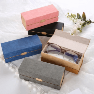 NOER Di động Hộp đựng kính hai lớp Đơn giản Chống áp lực Hộp đựng kính mắt đôi Thời trang Hộp đựng kính mát đôi Dành cho phụ nữ và nam giới