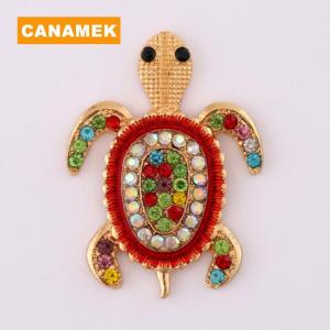 【CANAMEK】 Fashion Shiny Rhinestone Animal Turtle Brooches For Women Clothing Coat Banquet Accessories Gifts
