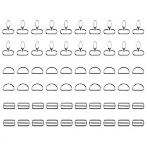 60PCS Hooks Metal D Rings Triglide Slide Buckles for DIY Making Luggage Handbag Purse Backpack Repairing
