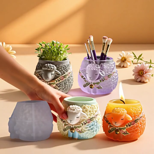 Sheep Shape Silicone Molds Suitable for Resin Crafts Embossed Planter Making Multipurpose Holiday Decoration