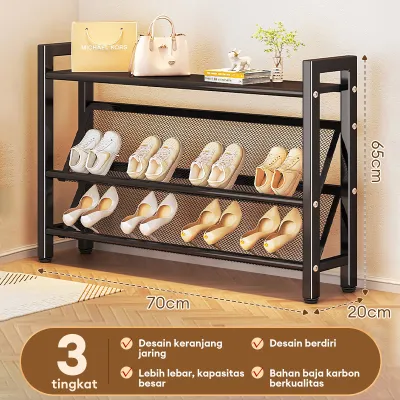 LEEGO Rak Sepatu Besi Kuat Tebal Rak Sepatu Panjang Rak Sepatu Sandal Stainless Steel Portable Anti Karat
