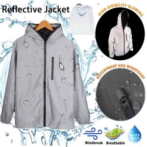 Cycling Waterproof Windbreaker Night Reflective Jacket Thin Light Safety Jaket Pantul Cahaya Awema Motor