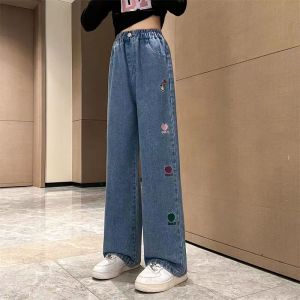 LOBER กางเกงยีนส์เด็กผู้หญิง กางเกงยีนส์ขากว้างสาว กางเกงยีนส์เด็กโต กางเกงยีนเด็กญ ยีนส์เด็กหญิง กางเกงยืนเด็กญ กางเกงยีนส์เด็กหญิง5-15ปี