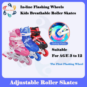 Adjustable Kids Inline Skates Shoes with Flashing Wheels - Alloy, Perfect Christmas Gift for Boys and Girls (3-14 years) - Available in Pink and Blue - ABEC-7 Silent Chrome Steel Bearings, High Elastic PU Wheels