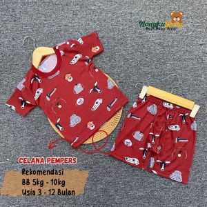 Nanaku Baby Setelan bayi baju pendek 3-12 bulan anak laki laki perempuan motif printing hewani