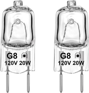 Light Bulb for GE Microwave Oven Halogen Light Bulb Fits for GE Samsung Kenmore Elite Maytag Over The Stove Range Microwave G8/20W/120V Night Light/Stove Light Bulb Replaces WB25X10019 2 Pack