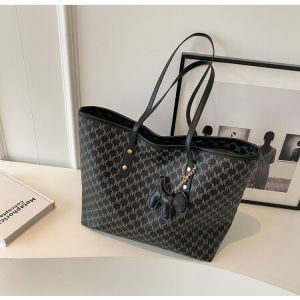 228Fashionable Cal Large Capacity Printed Tote Bag Womens Bag Soft PU Leather Zipper Closure Geometric Pattern Leisure Handbag
