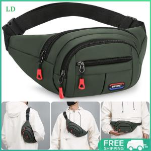 COD [Free Shipping] Men Women Sling Bag with 4-Zipper Pockets Belt Bag with Adjustable Strap Fashion Waist Pack for Travel Hiking Running