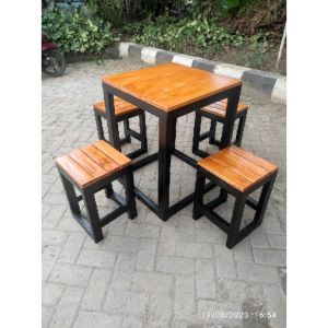 Meja Makan Set Cafe Resto Warung Bakso (1 meja + 4 kursi) Type Cubic