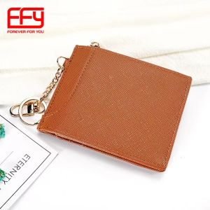 F&S BAG #5001 ELEGANT SLIM PU LEATHER CARD HOLDER WALLET WITH ZIPPER CLOSURE - SOLID COLORS