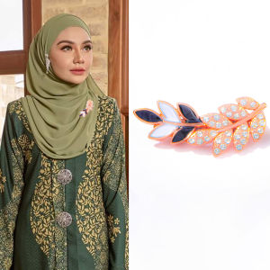 Set Bros Hijab Elegan Kristal Kuarsa dengan Aksen Berlian Imitasi dan Pirus - 12 Model Xuping