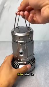 Đèn Năng Lượng Mặt Trời 3in1 Siêu SángĐèn Bão Du Lịch Đi Câu Cá Cắm Trại Picnic Tích Hợp Quạt Sạc Pin Điện Thoại