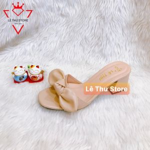 Guốc dép nữ 5 phân quai kết nơ xi đơn giản trẻ trung LT