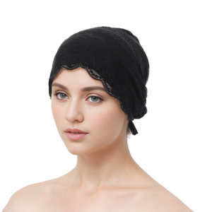 Jifang 2025 Elastic Flower Floal Lace Plain Modal Mercerized Cotton Inners Raya Muslim Underscarf Head Cover Cap Adjustable Size Drawstring Inner YW100