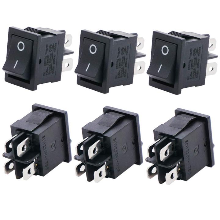 5 Pcs AC 6A/125V 10A/250V DPST 4 Pins 2 Position ON/Off Car Boat Black ...