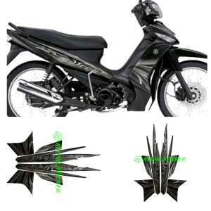 STIKER STRIPING LIS LES BODY MOTOR YAMAHA VEGA ZR TAHUN 2011 WARNA FULL HITAM 1SET STANDAR