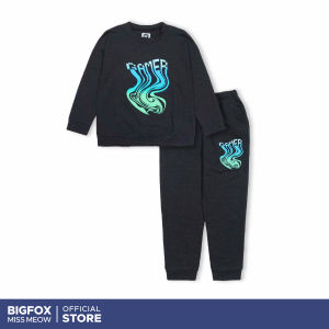 [Bộ dài tay trẻ em 1215] [OUTLET]Bộ bé trai thu đông Bigfox Miss Meow dài tay thể thao kiểu Hàn Quốc chất nỉ da cá size đại trẻ em 12-15 tuổi 50kg