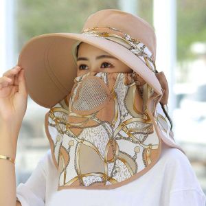 sun hats for women topi perempuan cantik murah cap women korean style Casual Breathable Tea Picking Hat Polyester Hiking Fishing Caps Apparel Accessories Flower Print Bucket Hat Women Sun Hat Summer UV Protection With Neck Flap